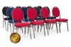 Banket rakásolható konferencia szék, festett fémváz, erős szövet kárpit 43x93x40cm