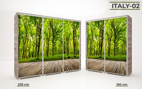 Italy style 02 erdő dekorképekkel díszített modern tolóajtós gardrób 160-239cm