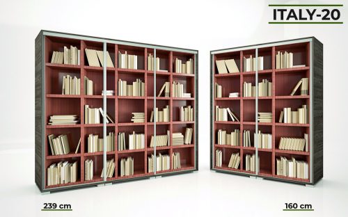 Italy style 20 könyvtár dekorképekkel díszített modern tolóajtós gardrób 160-239cm