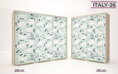 Italy style 21 szarvas dekorképekkel díszített modern tolóajtós gardrób 160-239cm