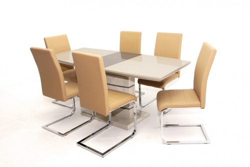 Aurél asztal 140-es Cappuccino + 6 db Boston beige szék