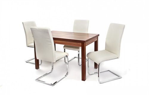 Kis Berta asztal 120-as Szilva + 4 db Boston Fehér szék