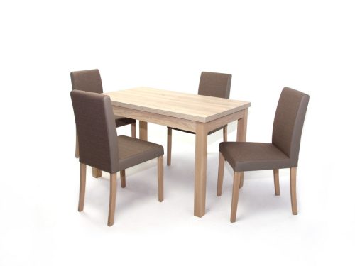 Kis Berta asztal 120-as Sonoma + 4 db Kanzo Sonoma és szövetes szék