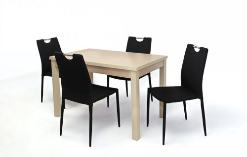 Kis Berta asztal 120-as Juhar + 4 db Szofi Fekete szék