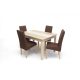 Kis Irish asztal 135-ös Sonoma és beige + 4 db Berta Sötétbarna szövet és sonoma szék
