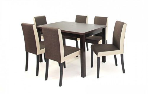 Mokka asztal 120-as Wenge + 6 db Kanzo Wenge és szövetes szék
