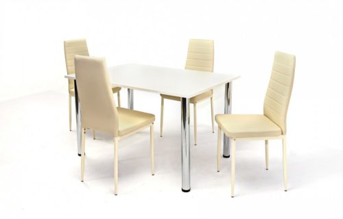 Kis Niko asztal 125-ös Beige és króm + 4 db Geri Beige szék