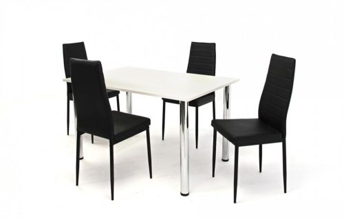 Kis Niko asztal 125-ös Beige és króm + 4 db Geri Fekete szék