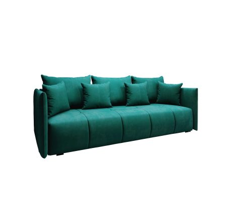 Afra egyedi keskeny karos, automata kiemelő ágygépes modern kanapé 210x105 cm, zöld