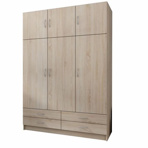 GERI Kombinált szekrény, sonoma tölgy vagy bükkfa színben, 135,1x54,6x194 cm