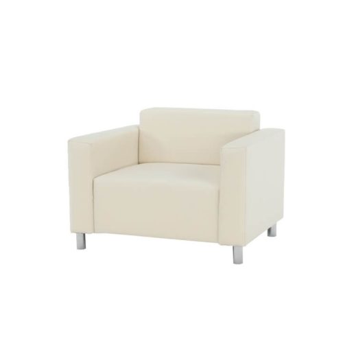 HOMKER textilbőr fotel, bézs színben, ezüstszínű lábakon 89x78x63 cm