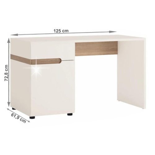Lynatet TYP 80 PC asztal, fehér-extra magas fényű HG, sonoma tölgy színben