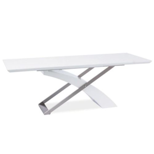 KROS Luxus bővíthető étkezőasztal, magasfényű fehér színben 160-220x90x76 cm
