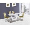 PERAK Luxus bővíthető étkezőasztal, magasfényű fehér színben 160-220x90x76 cm