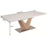 DURMAN Luxus bővíthető étkezőasztal, magasfényű fehér és sonoma tölgyfa színben, 160-220x90x75 cm