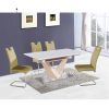 DURMAN Luxus bővíthető étkezőasztal, magasfényű fehér és sonoma tölgyfa színben, 160-220x90x75 cm