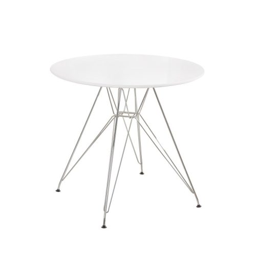 RONDY Étkezőasztal, magasfényű fehér színben, 80x72 cm