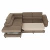 Legas sarokülő ágyazható, ágyneműtartóval, állítható és kényelmes puha fejtámla, króm lábakkal balos állással, Orinoco 29 barna szövet  272x85x219 cm