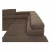 Legas sarokülő ágyazható, ágyneműtartóval, állítható és kényelmes puha fejtámla, króm lábakkal jobbos állással, Orinoco 29 barna szövet  272x85x219 cm