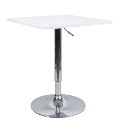 FLORIAN NEW Állítható bárasztal, króm és fehér színben, 60x60x70-91 cm