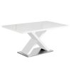 FARNEL Luxus étkezőasztal, magasfényű fehér és beton színben, 160x90x76 cm