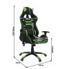 BILGI irodai/gamer szék, fekete/zöld színben, 62x78x120-130 cm 