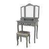 Regina New fésülködőasztal zsámollyal, szürke/ezüst színben 80x40x142 cm