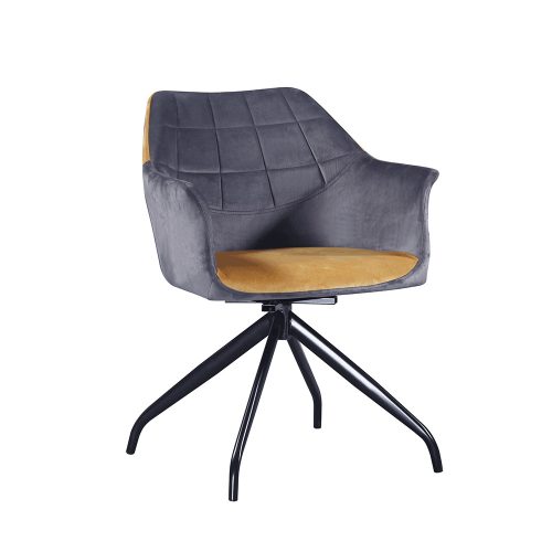 RATOKO forgó szék, szürke, camel Velvet szövet/fekete lábak, 55x62x87 cm 