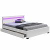Clareta Ultramodern ágy RGB LED világítással, fehér textilbőr kárpittal 168-188x214x85,5 cm