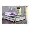 Clareta Ultramodern ágy RGB LED világítással, fehér textilbőr kárpittal 168-188x214x85,5 cm